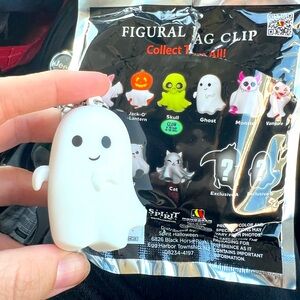 Spirit Halloween Blind Bag, ghost figural bag clip, keychain.